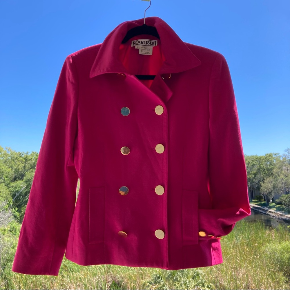 Carlisle Pink Pea Coat Double-Breasted Style